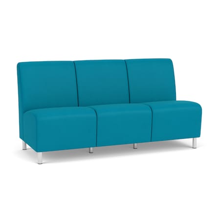 Siena Lounge Reception Armless 3 Seat Tandem Seating No Center Arms, Brushed Steel, OH Waterfall Uph